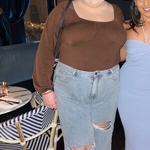 Brown Long Sleeve Bodysuit